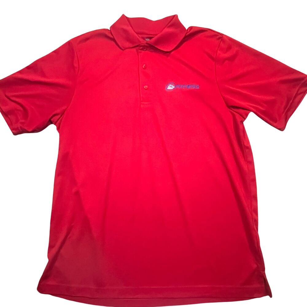 24 Hour Fitness Employee Polo Shirt Red Size‎ Medium Athletic Gym Uniform